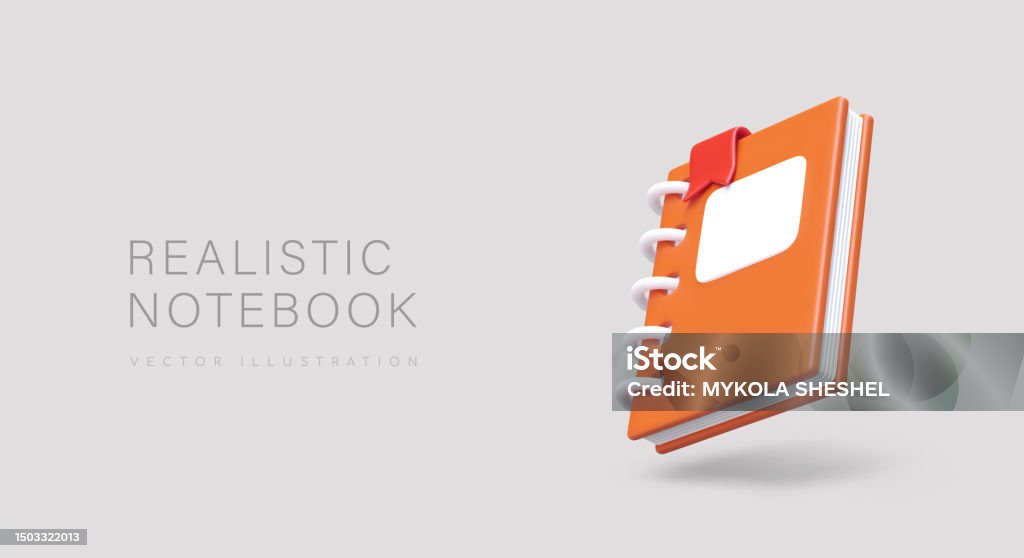 Realistic Notepad With Spring 3d Notebook With Bookmark Album For ...