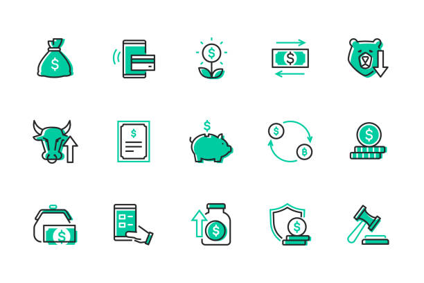 Business and finance - modern line design style icons set vector art illustration
