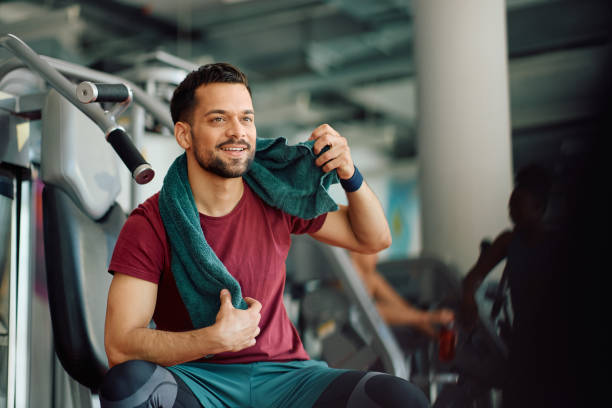 istock Athletic man taking a break during sports training in a gym. 1503325073