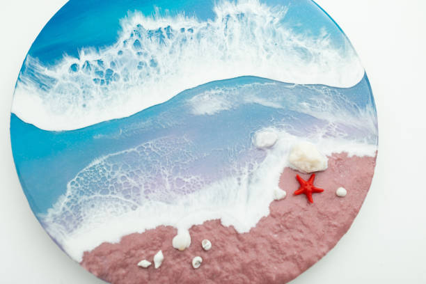 istock Resin art with a marine theme. Epoxy paint art with sea 1503325316