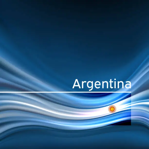 Vector illustration of Argentina flag background. Abstract argentinean flag in the blue sky. National holiday card design. State banner, argentine poster, patriotic cover, flyer. Business brochure. Vector design