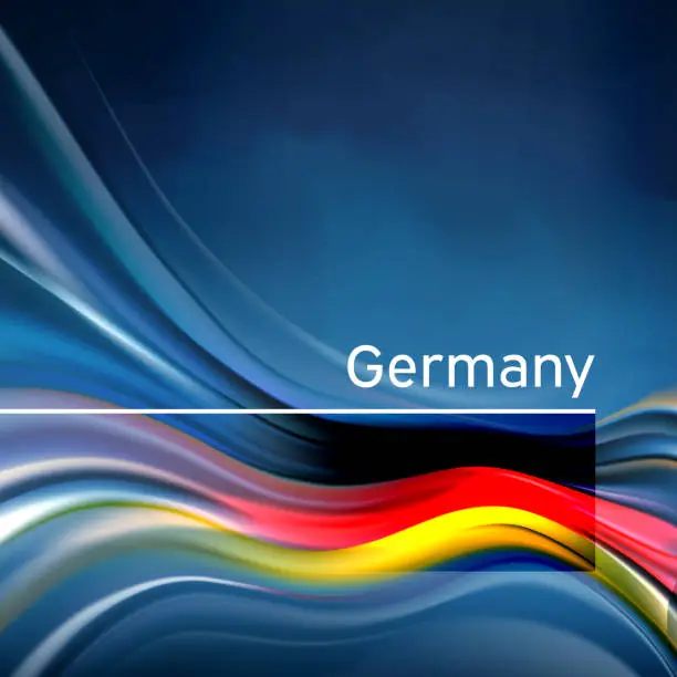 Vector illustration of Germany flag background. Abstract german flag in the blue sky.  National holiday card design. State banner, german poster, patriotic cover, flyer. Business brochure. Vector design