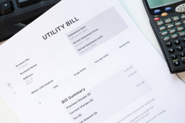 istock Receipt for utility services, Power bill with electricity and gas charges 1503329440