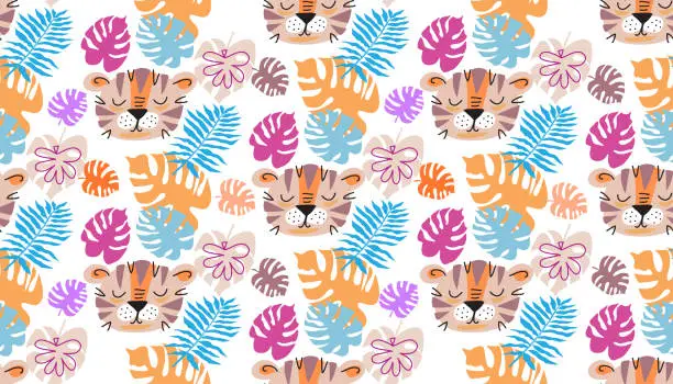 Vector illustration of Tiger baby pattern 2