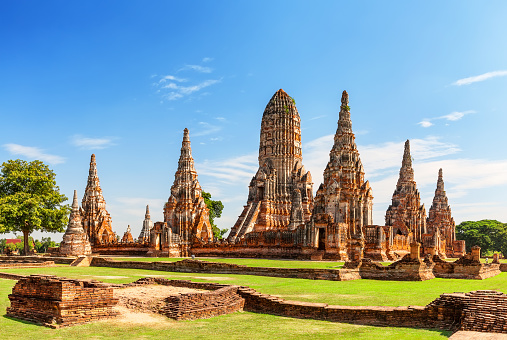 Pagoda at Wat Chaiwatthanaram temple is one of the famous temple in Ayutthaya, Thailand. Temple in Ayutthaya Historical Park, Ayutthaya, Thailand. UNESCO world heritage.