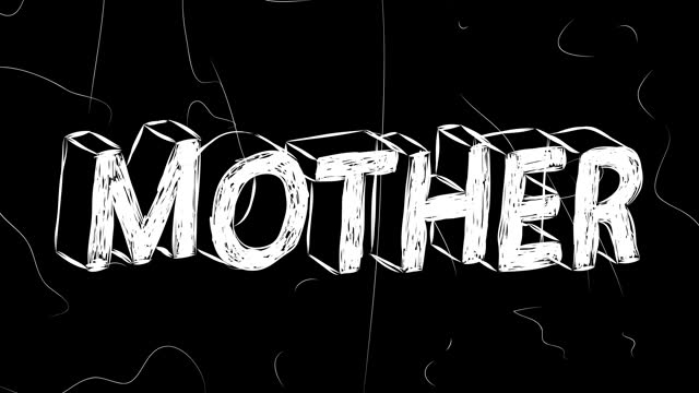 Mother word animation of old chaotic film strip with grunge effect.
