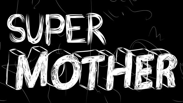 Super Mother word animation of old chaotic film strip with grunge effect.
