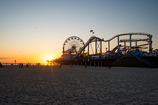 Santa Clara amusement park on the beach to pacific in Los Angeles, USA.