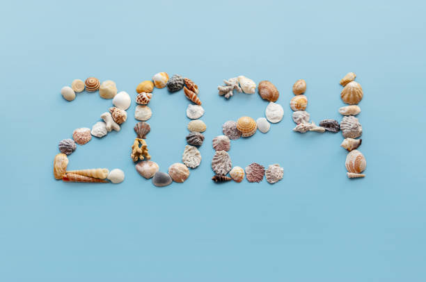 istock 2024 made by seashells. New year holidays in tropics. 1503341769