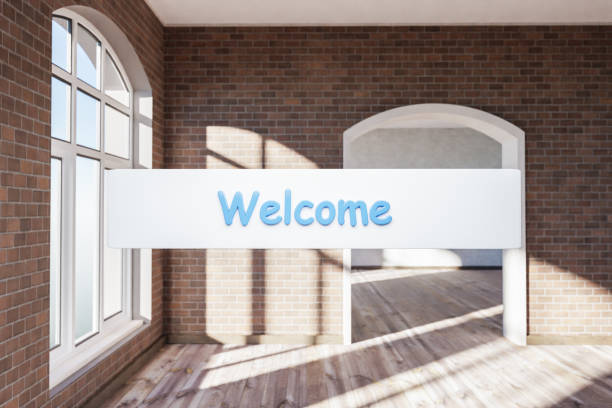 istock search box text floating in air standing in luxurious loft apartment with arched window and minimalistic interior living room design; 3D Illustration 1503342270