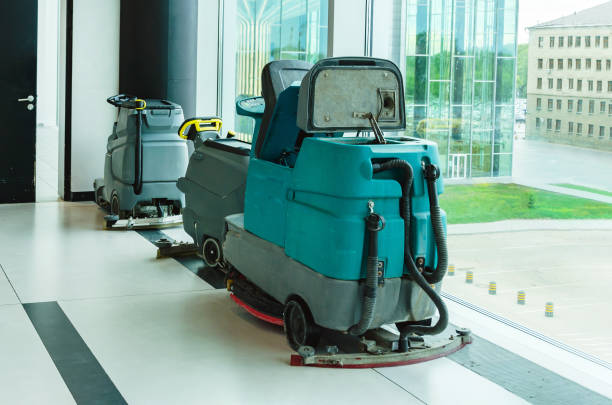 istock steerable scrubber dryer with steering is designed for cleaning floors in large areas. 1503342749