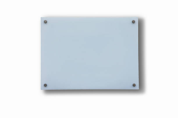 istock Blank nameplate on spacer metal holders isolated on white background 1503351075