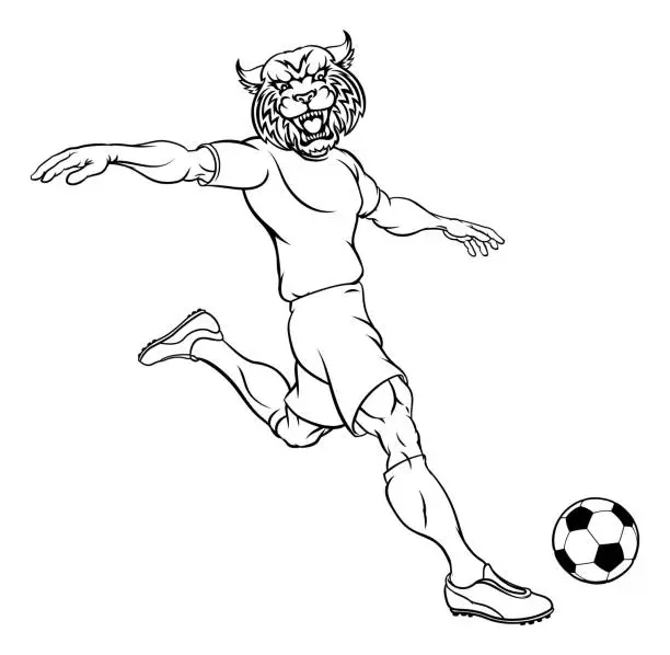 Vector illustration of Wildcat Soccer Football Player Sports Mascot
