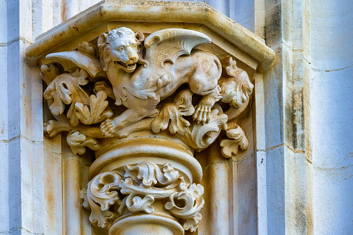 Column capital decoration. Seville Cathedral Exterior, Spain