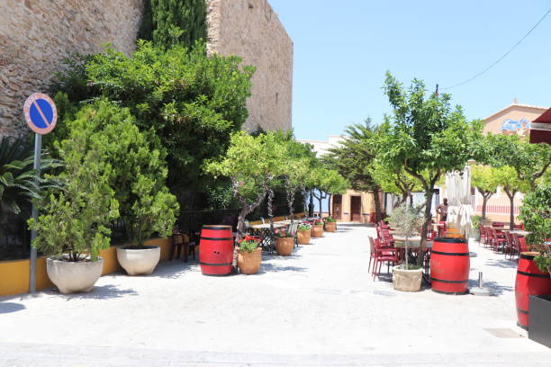 garden in outside restaurant stock photo