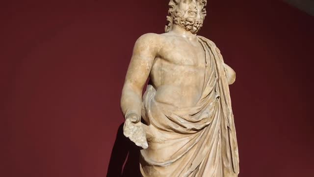 Antalya, Turkey, June 21, 2023. Ancient Roman sculptures of men found during archaeological excavations