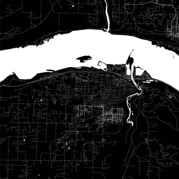 Vector illustration of Hood River, Oregon, USA Vector Map