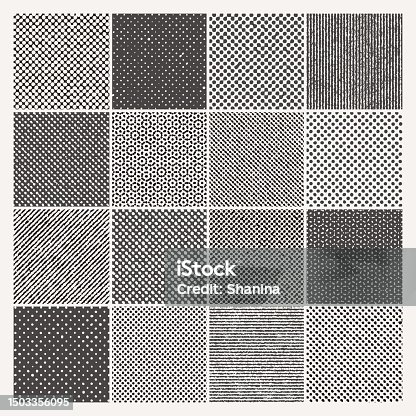 istock Random halftone textures grid background - v1 1503356095