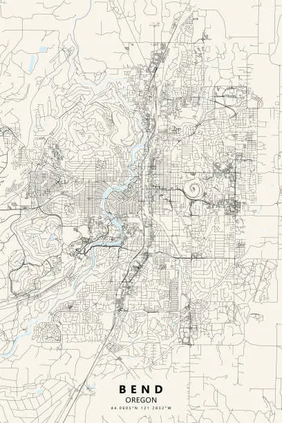 Vector illustration of Bend, Oregon, USA Vector Map