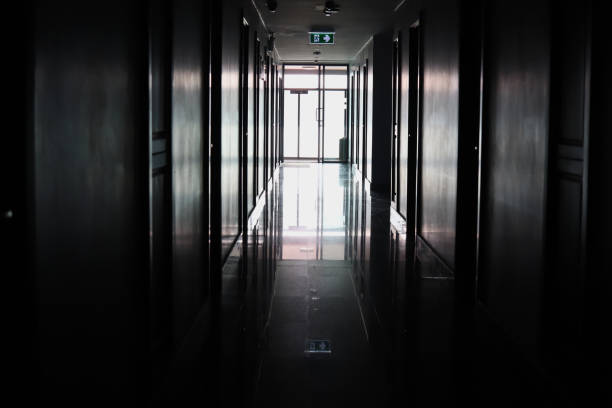 istock hotel corridor hallway in dark tone 1503357953