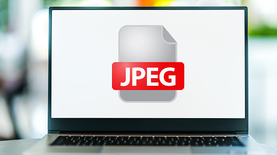 Laptop computer displaying the icon of JPEG file