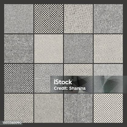 istock Random halftone textures grid background - v2 1503360090