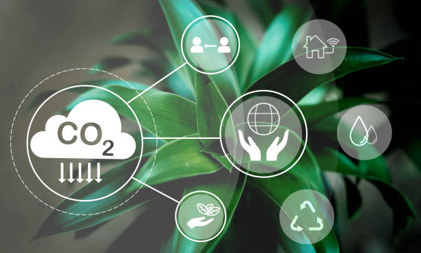 istock Reduce CO2 emission concept. Clean and friendly environment without carbon dioxide emissions.CO2 reducing icon inside magnifier glass for carbon credit to limit global warming from climate change 1503361102