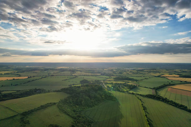 istock Aerial View of British Landscape Just Before Sunset 1503362666