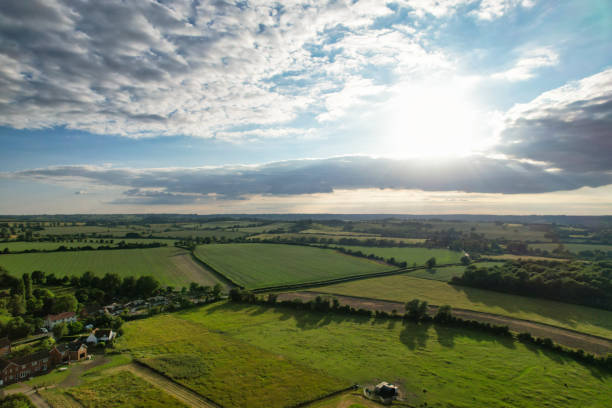 istock Aerial View of British Landscape Just Before Sunset 1503362840