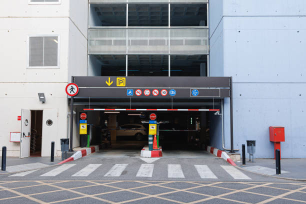 istock Entrance to a Covered Parking Lot Set up on Several Floors 1503362852