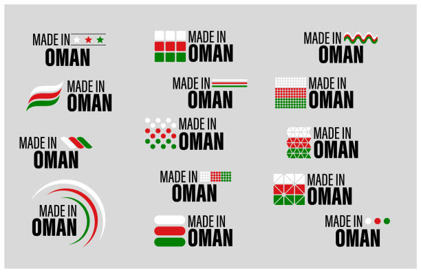 illustrations, cliparts, dessins animés et icônes de ensemble de graphiques et d’étiquettes fabriqués à oman. - oman flag national flag symbol