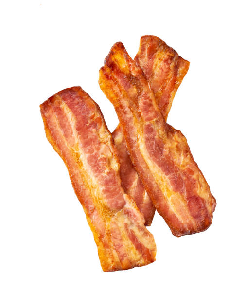 istock fried bacon rashers isolated on white background. bacon isolated on white background. 1503367498