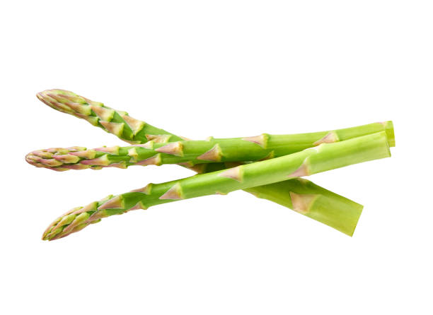 fresh green asparagus isolated on white background, clipping path, full depth of field. stock photo