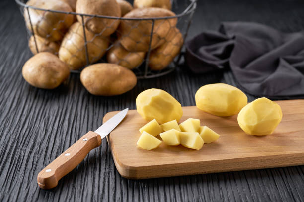 istock Raw organic potatoes ready to cook. 1503367652