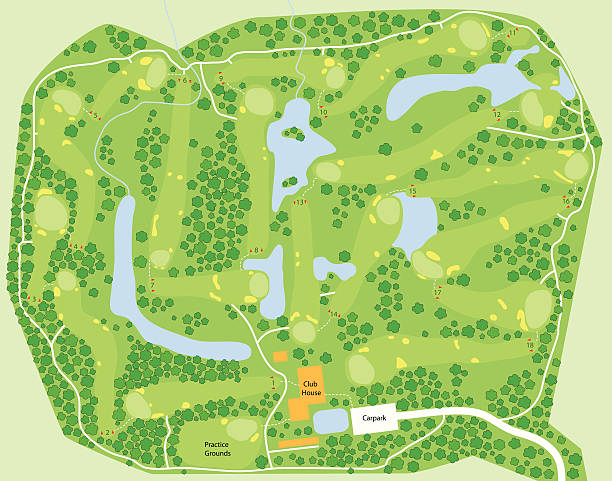 Golf course map Editable vector map of a generic golf course golf course stock illustrations