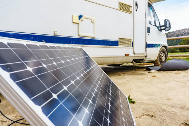 istock Solar photovoltaic panel at camper vehicle 1503369240