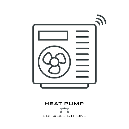 Heat Pump Icon - Editable Stroke. layered illustration