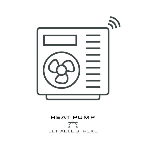 Heat Pump Icon - Editable Stroke vector art illustration