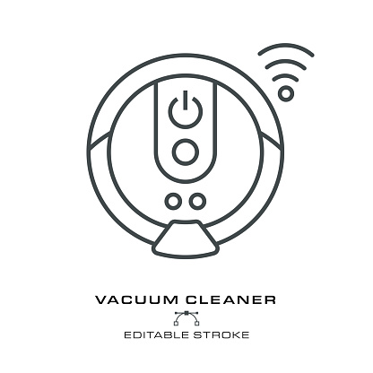 Vacuum Cleaner Icon - Editable Stroke. layered illustration