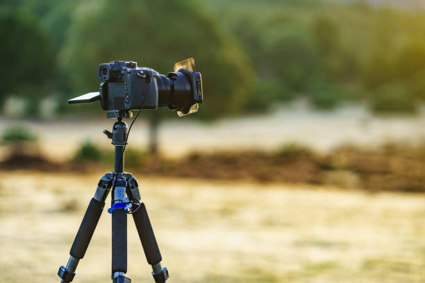 istock Camera on tripod take photo from nature 1503370659