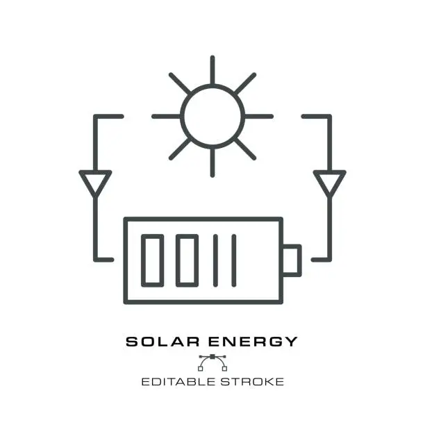 Vector illustration of Solar Energy Icon - Editable Stroke