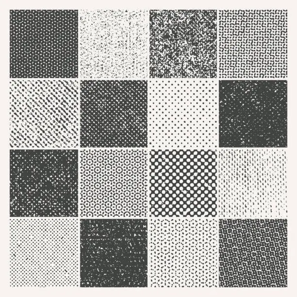 Vector illustration of Printed grunge textures grid background - v1