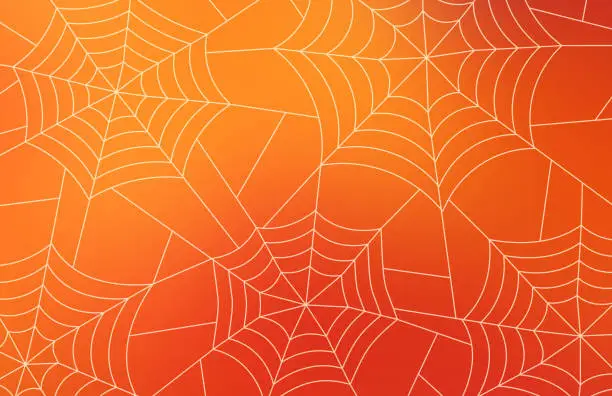 Vector illustration of Halloween Orange Fall Spiderweb Abstract Background