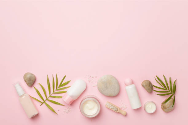istock Composition with spa products on color background, top view 1503374722