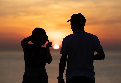 Silhouette photo of  sunset on Ly Son island, Quang Ngai province