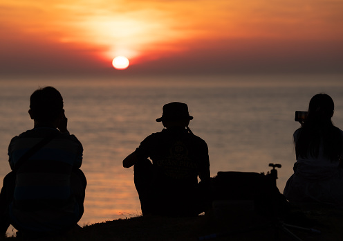 Silhouette photo of  sunset on Ly Son island, Quang Ngai province