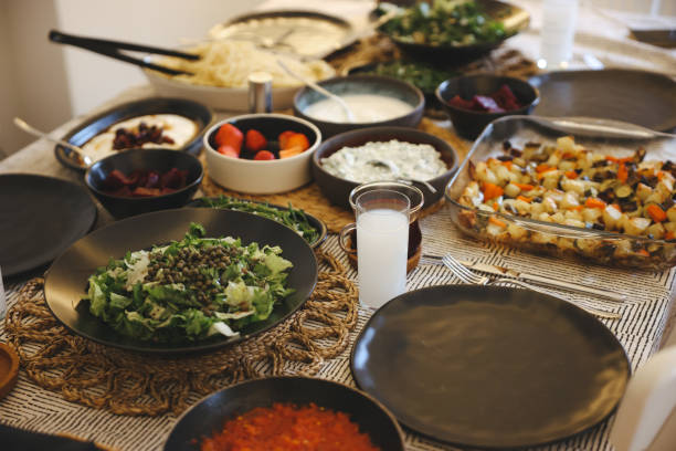 istock Traditional Turkish meze and appetizers on dinner table 1503383454