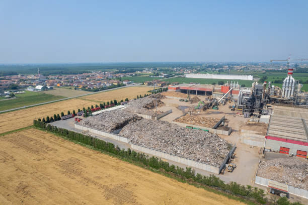 istock Aerial view of advanced melamine chipboard and mdf production plants. 1503384621