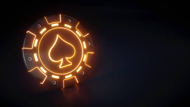istock Casino Chip With Glowing Neon lights and spades symbol 1503388393