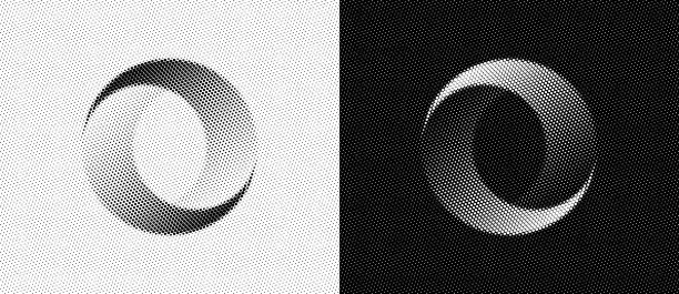 Vector illustration of Halftone dots in circle abstract background. Yin and yang symbol.